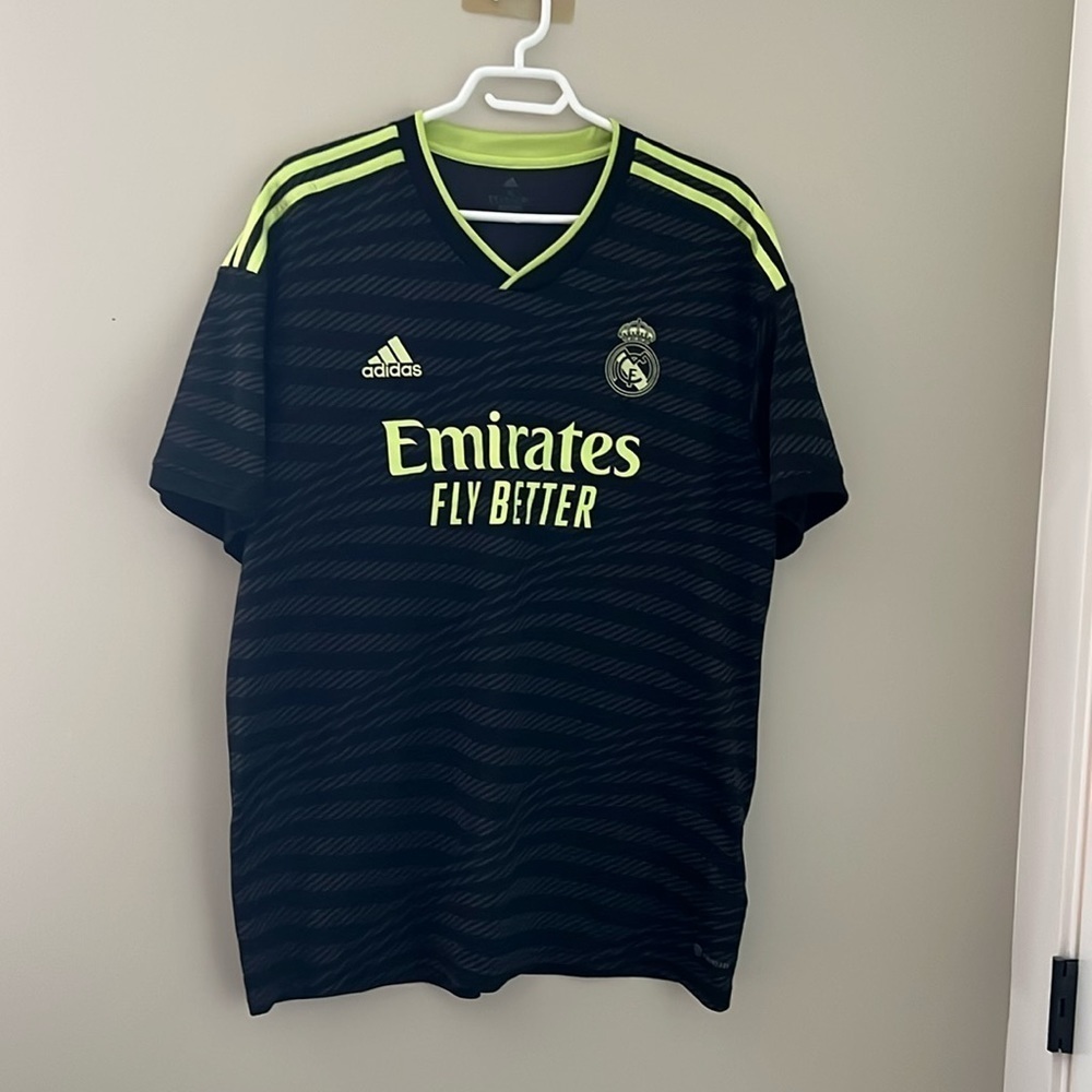 Adidas Real Madrid Away Soccer Jersey Black Neon Yellow XL